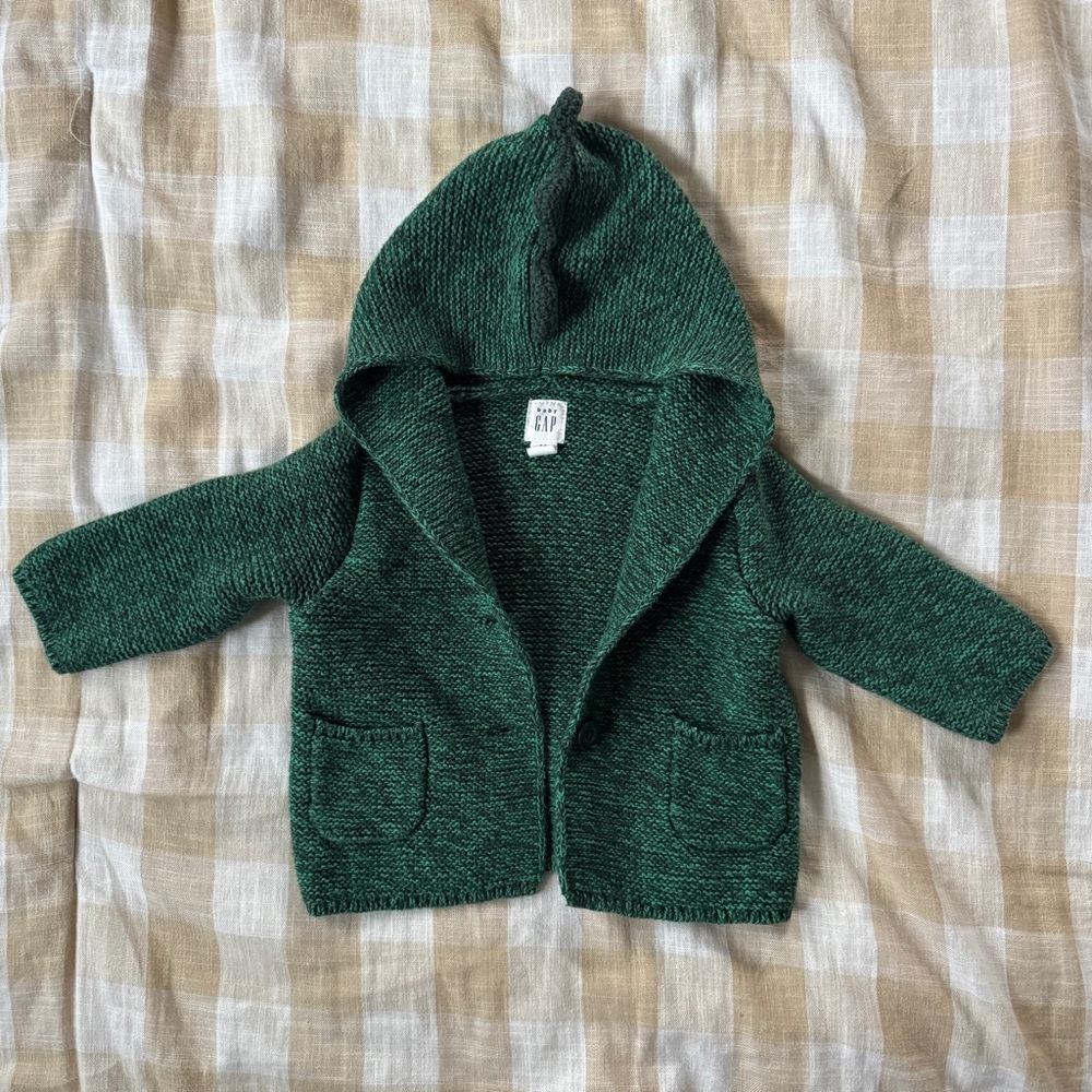 GAP Forest Green Baby Knit Cardigan with Dino Spikes